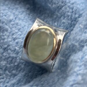 Elegant Silver and Gold Women's Moonstone Ring